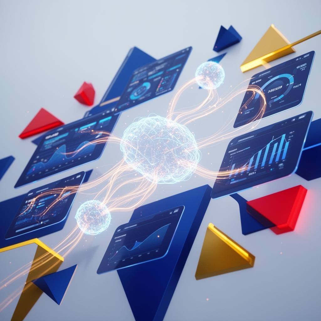AI automation and digital consultancy services in Downey, California — neural network and business dashboard visualization